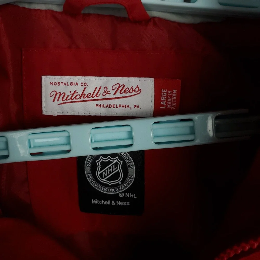 Detroit Red Wings Mitchell & Ness NHL‎ Large Jacket Embroidery Logos Maroon New